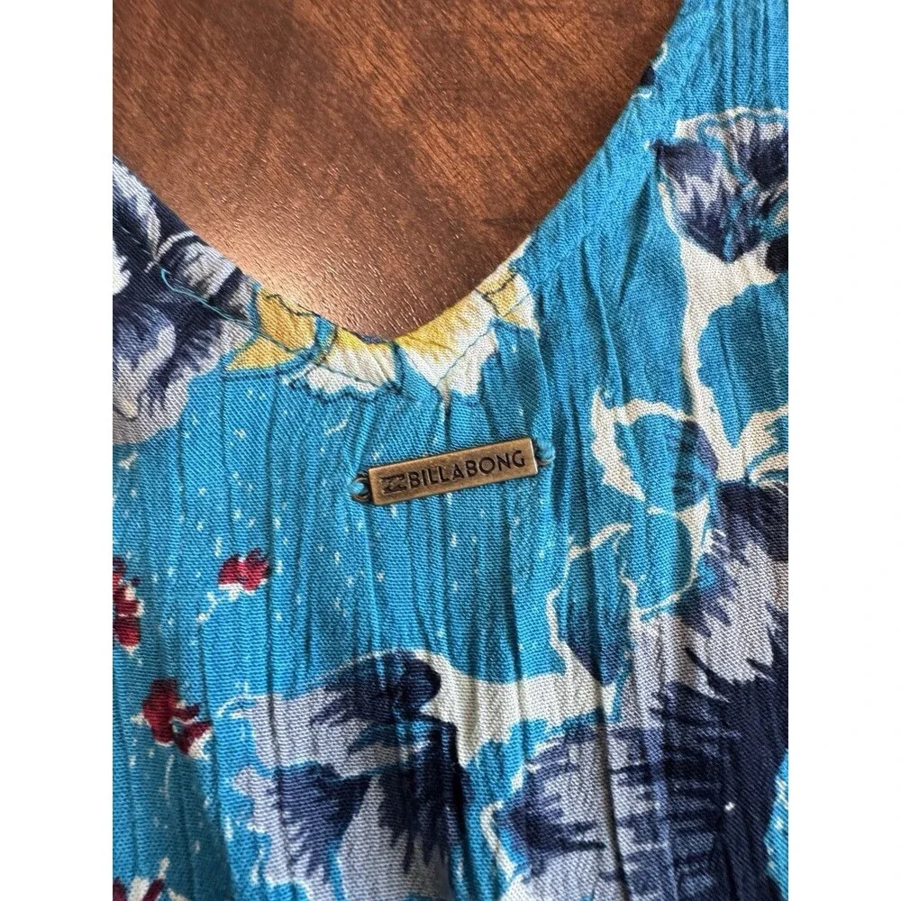 Billabong Floral Kimono Cardigan Cover Up Turquoise Bohemian Flowy